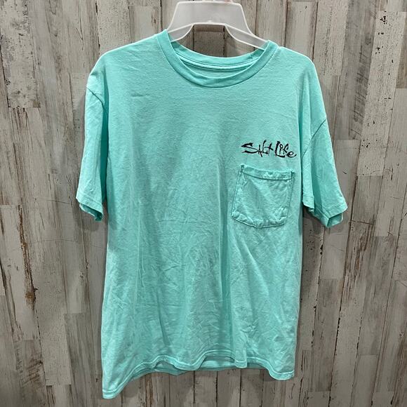 Salt Life Men's Standard Short Sleeve Pocket Crew Neck Tee Blue Medium - Picture 1 of 7